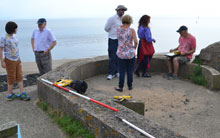 The Pastfinders Arfordir group carrying out a building survey at Nell's Point WWII searchlight emplacement