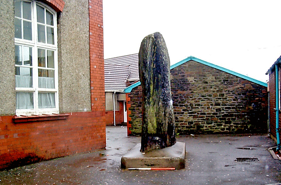 Carreg Hir standing stone, Briton Ferry, Neath Port Talbot,.
