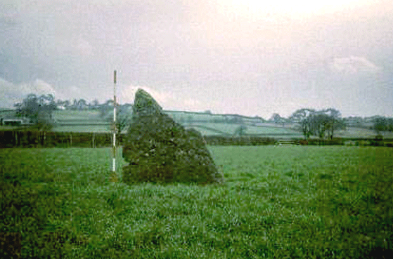 Llangybi standing stone in the Usk Valley, Monmouthshire.