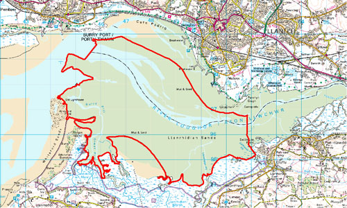 Llanrhidian Sands and the Lougher Estuary Location Map