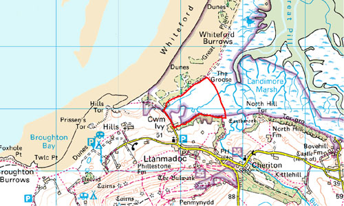 Cwm Ivy Marsh Location Map