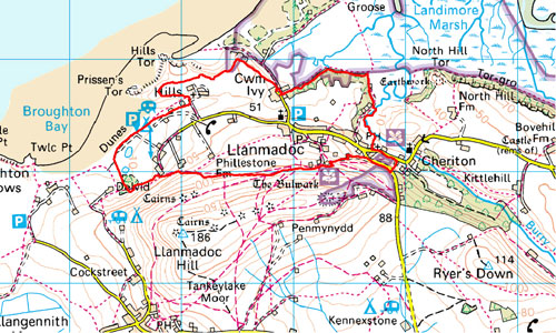 Llanmadoc Location Map