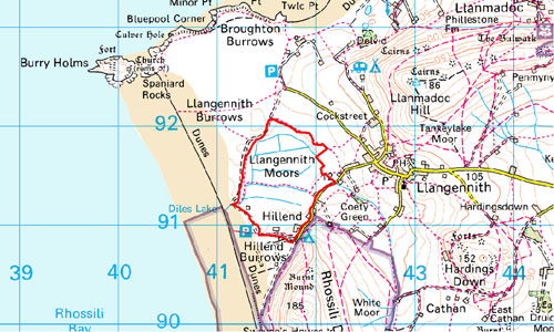 Llangennith Moor Location Map