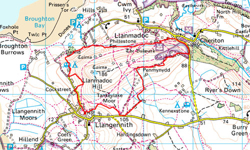 Llanmadoc Hill Location Map