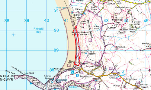 Lower Rhossili Enclosed Coastal Strip Location Map