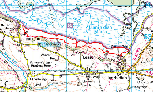 Landimore and Llanrhidian Reclaimed Land Location Map