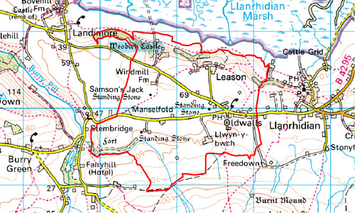 Weobley, Leason and Llwyn-y-bwch Location Map