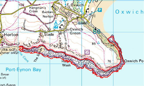 Oxwich Cliffs Location Map
