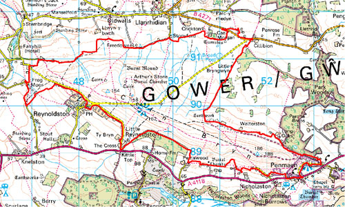 Cefn Bryn Common Location Map