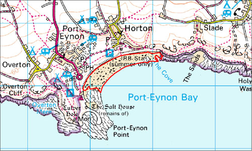 Port Eynon Bay Sands Location Map