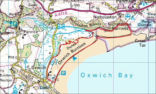 Oxwich and Nicholaston Burrows Location Map