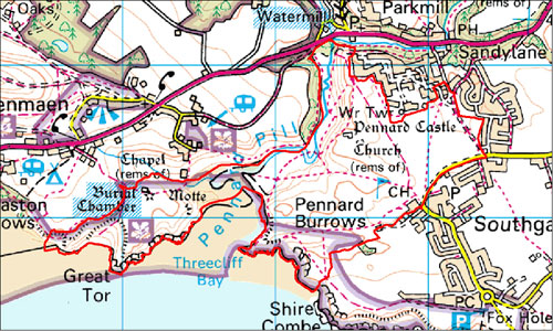 Penmaen and Pennard Burrows Location Map