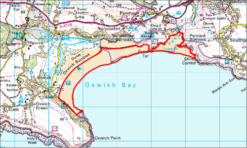 Langland Bay Golf Course Location Map