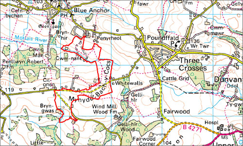 Mynydd-bach-y-Cocs Location Map