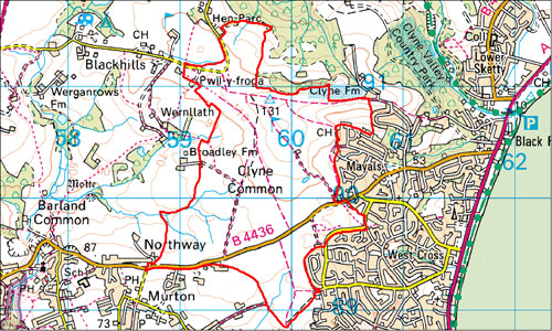Clyne Common Location Map