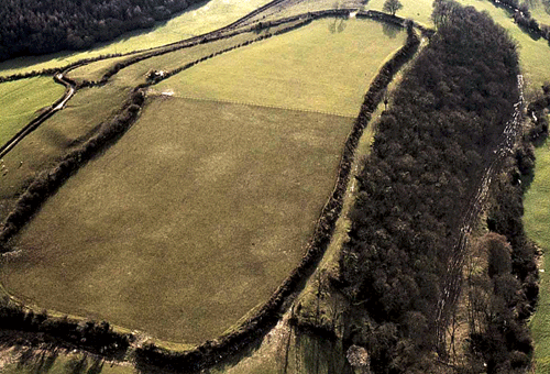 The Iron Age hillfort of Castle Ditches, seen from the air