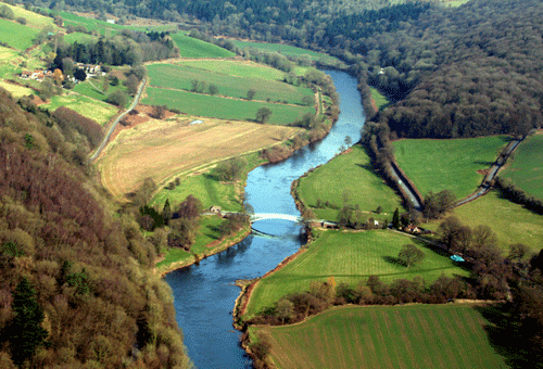 Aerial view of the Wye river valley