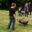 Volunteers clearing the area for Trench 1 