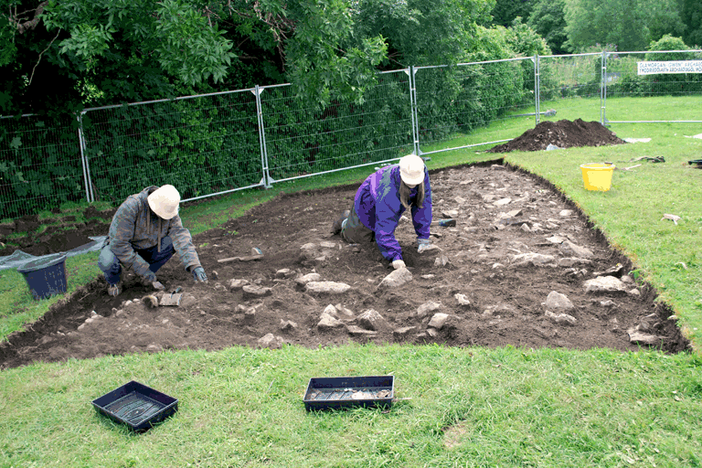 Volunteers excavating trench 2