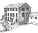 Reconstruction drawing of Melyn Mynach
