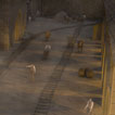 High resolution still of the casting houses from the 3D animated reconstruction