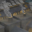 High resolution still of the Ynysfach Ironworks from the 3D animated reconstruction